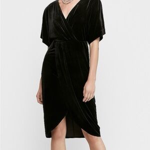 Express Black Velvet Midi Dress